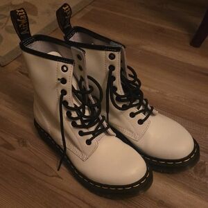 Dr. Martens Off-White Boots with Black Accents